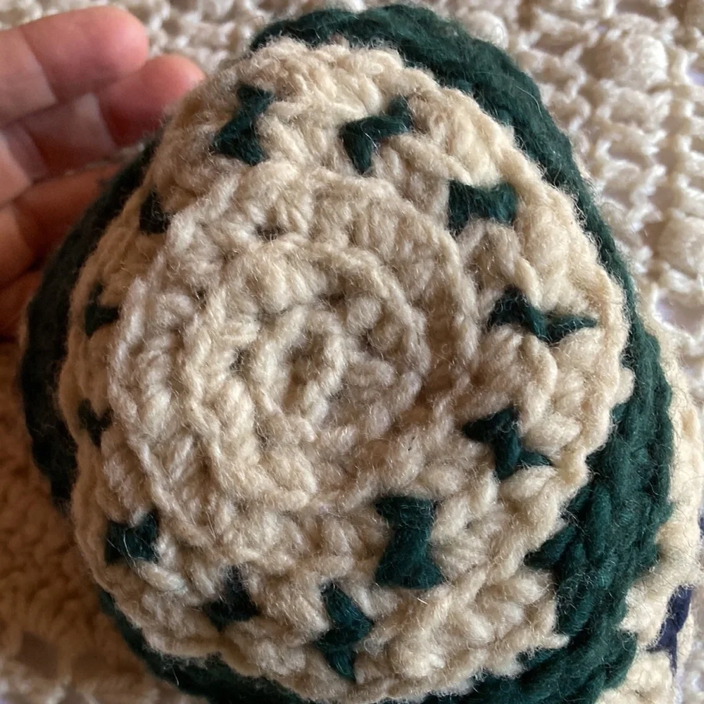 Hand crochet thick beanie with spiral fir child